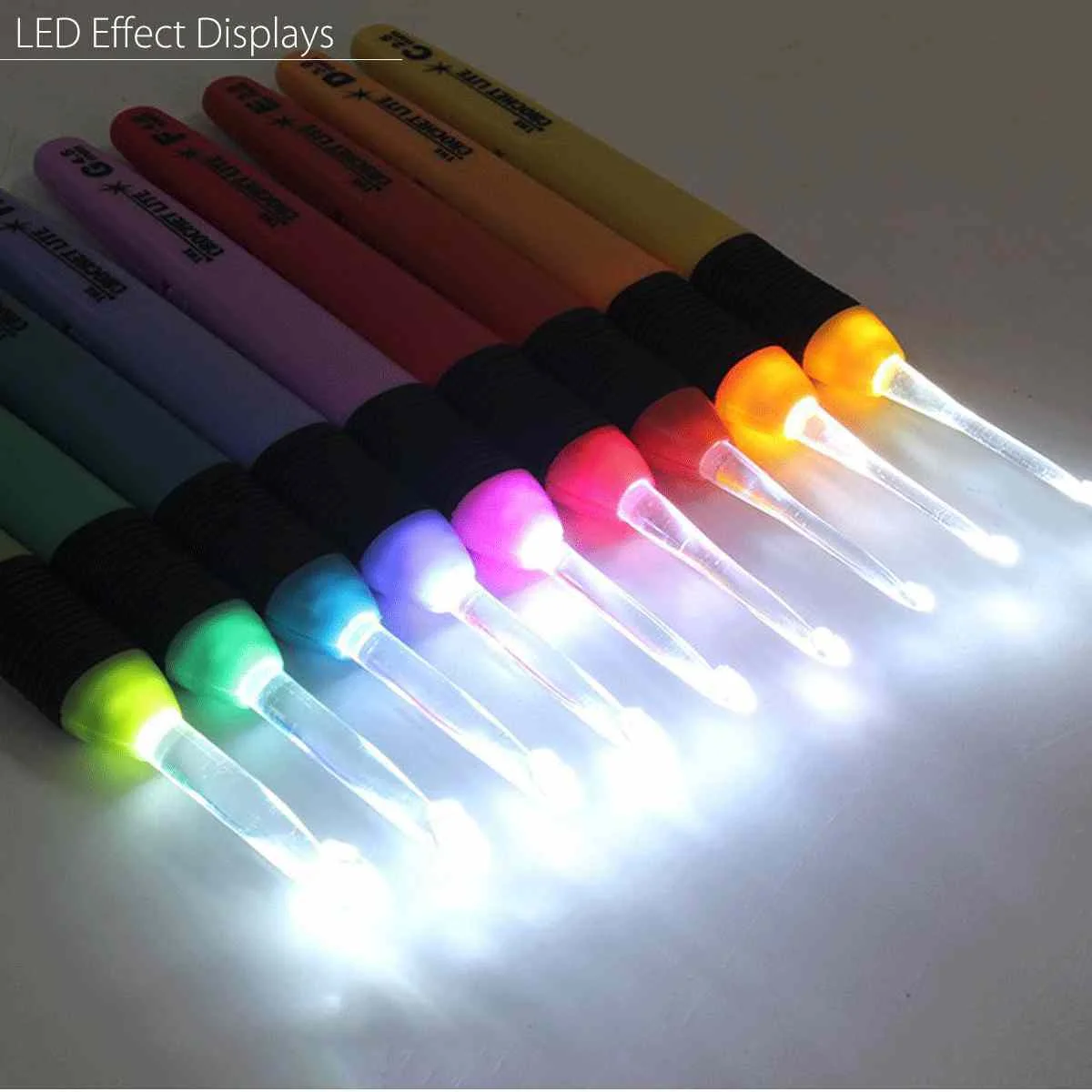 8STK LED hæklenål Sat Lys Op strikkepinde Vævning, Syning Værktøjer DIY Håndværk Sy Tilbehør