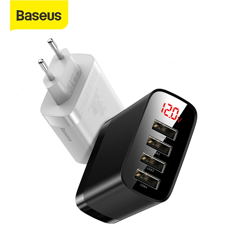Baseus USB Oplader Digital Display 3.4/6A Hurtig Oplader Adapter Til iPhone 11 XS Samsung Xiaomi Væggen EU Stik Telefonen Rejse Oplader