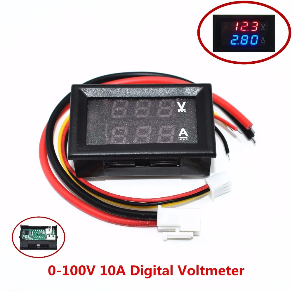 50stk DC 0-100V 10A Digital Voltmeter Amperemeter Dual Display Spænding Detektor Nuværende Meter Panel Amp Volt Måler 0.28