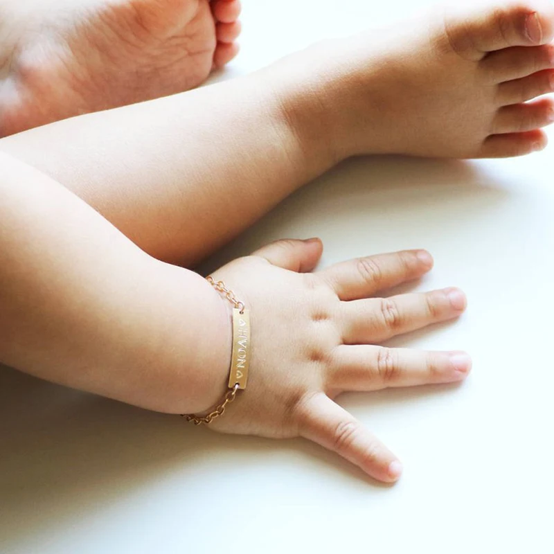 Brugerdefineret Baby Navn Armbånd Resizable Rustfrit Stål Baby-ID Barn, Toddler Guld Farve Armbånd Pige Dreng Fødselsdag Gave
