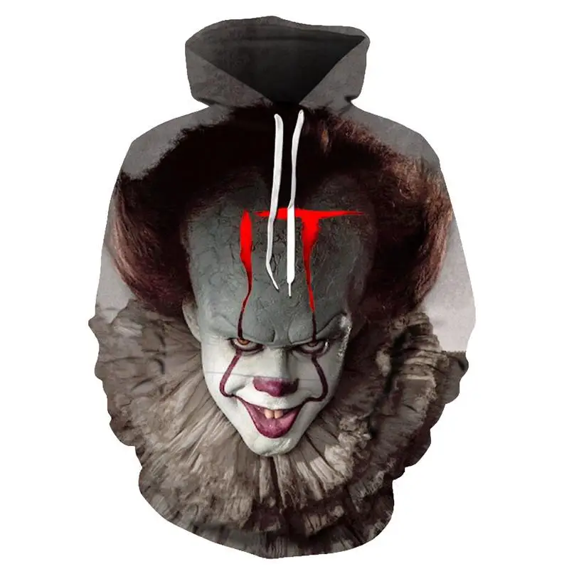 2021 Foråret Mænd Hættetrøjer Joker ansigt 3D Print Sweatshirts Klovn udaderas hombre Casual Hoodie Overdimensionerede Hoody