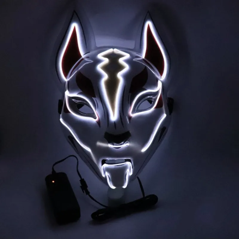 2AA magt Halloween Maske Fox EL Wire Maske Blottere Cosplay LED neon Maskerade Maske til Glødende Dans Karneval Fest Masker