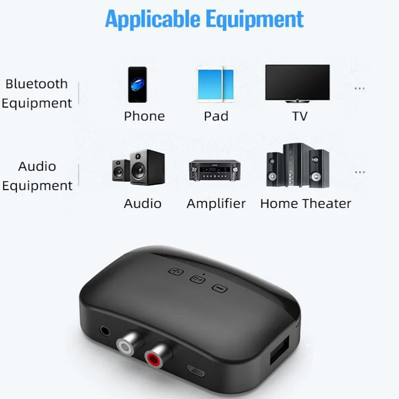 Tebe Bluetooth-5.0 Audio Receiver 3,5 mm Stereo RCA Støtte TF Kort NFC Trådløse Adapter til TV Telefon Forstærker Håndfrit