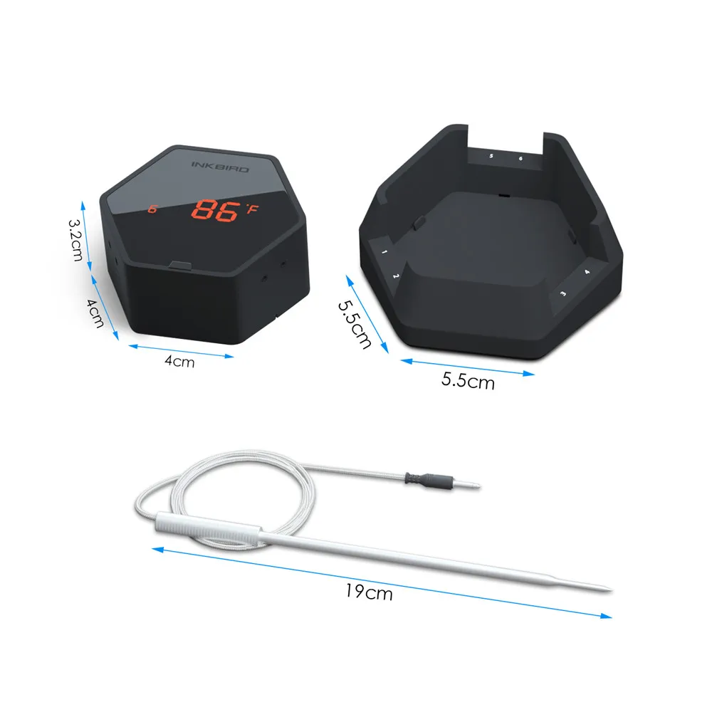 Inkbird HIH-6XS Mad Madlavning Trådløse Bluetooth-GRILL Ovn Termometer Digital Termometer Timer 6Probe & USB-Genopladelige Batteri
