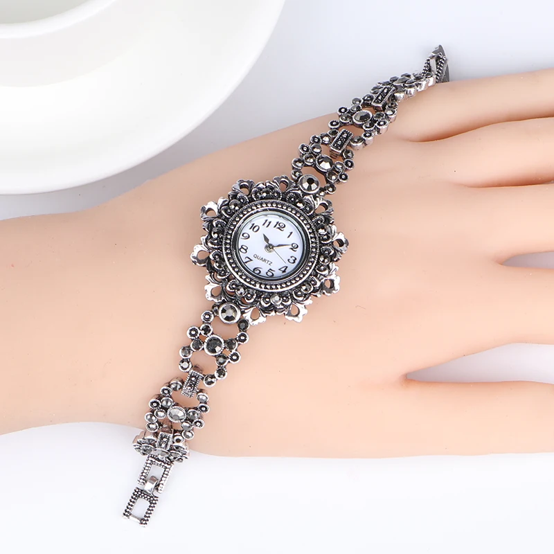QINGXIYA Top Luksus Mærke Kvinder Watch Mode Afslappet Quartz Armbåndsur Antik Sølv Armbånd Damer Ure zegarek damski