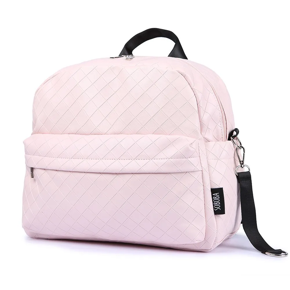 Soboba Fashionable Plaid Pink Ble Taske til Mommies Stor Kapacitet Velorganiseret Plads Barsel Rygsæk til Klapvogne