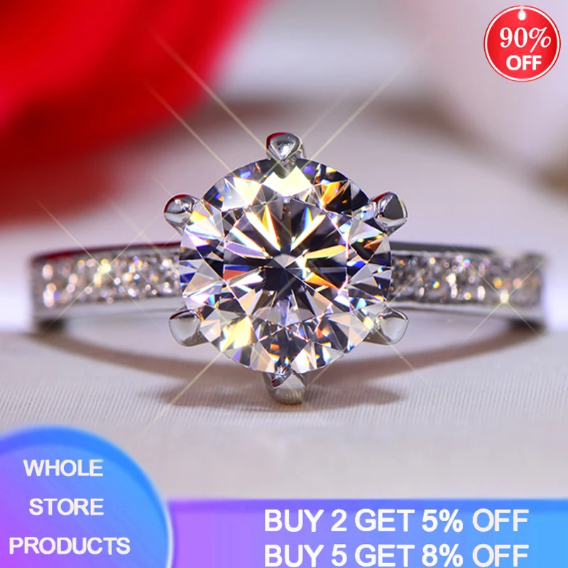 Stor Kampagne! Med Certifikat Oprindelige 925 Solid Silver Rings Kvinder Fine Smykker, Luksus 2ct Lab Diamant Bryllup Ringe R27