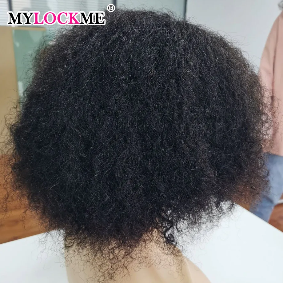 Afro Kinky Krøllet Paryk 4X4 Lace Lukning menneskehår Parykker For Sorte Kvinder Brasilianske Remy Hair Naturlige Farve MYLOCKME