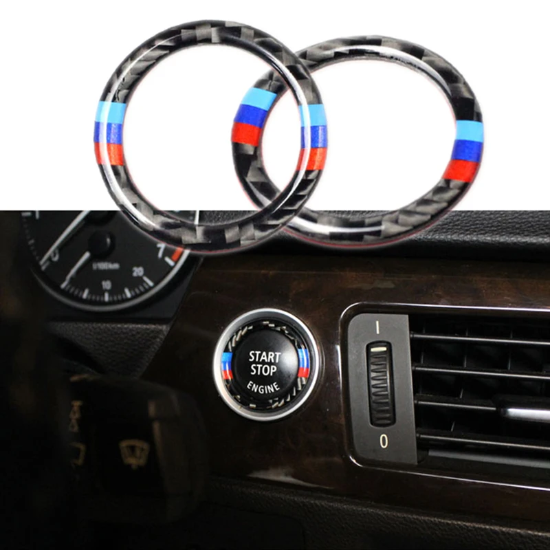 MCrea Bil Styling 3D 3 Farver, Klistermærker Til BMW E90 E92 BMW 3-Serie M-Performance Motor Start Stop Knappen for Ringe Tilbehør