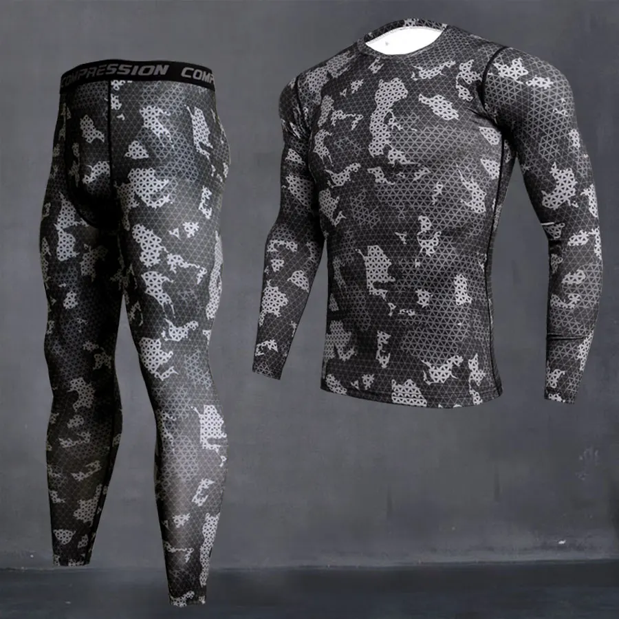 Mænd ' s Camouflage Termisk undertøj sæt Lange underbukser om vinteren Termisk undertøj Base lag Mænd Sports Kompression Lange ærmer