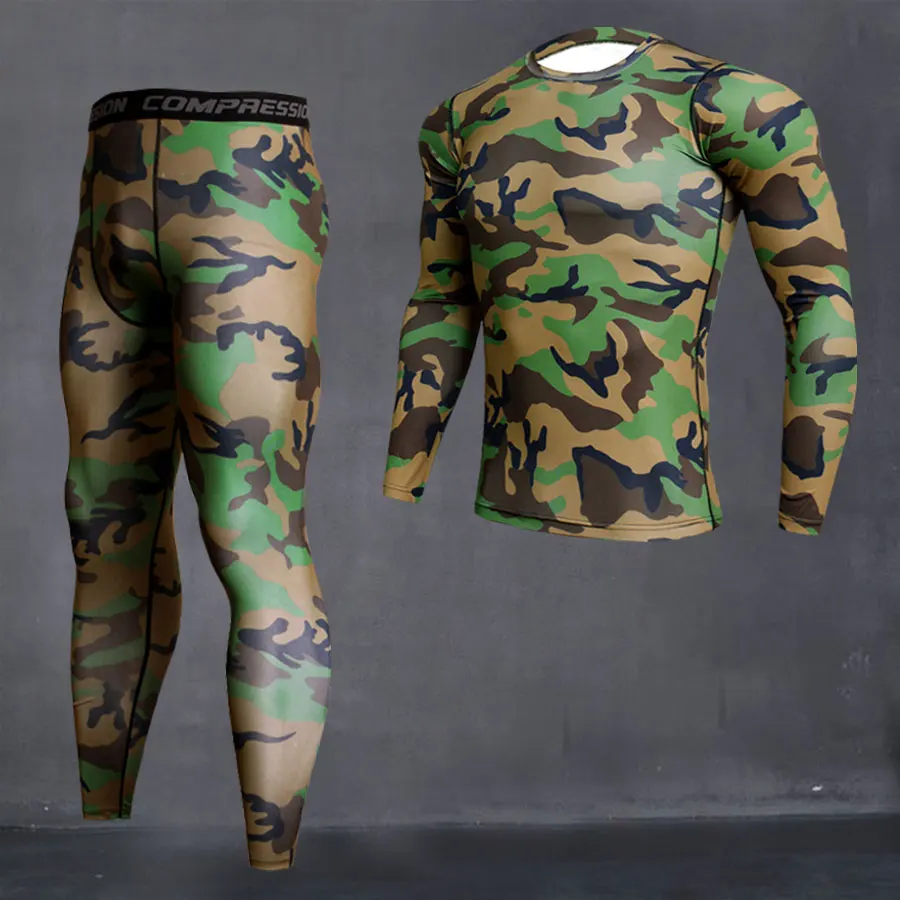 Mænd ' s Camouflage Termisk undertøj sæt Lange underbukser om vinteren Termisk undertøj Base lag Mænd Sports Kompression Lange ærmer