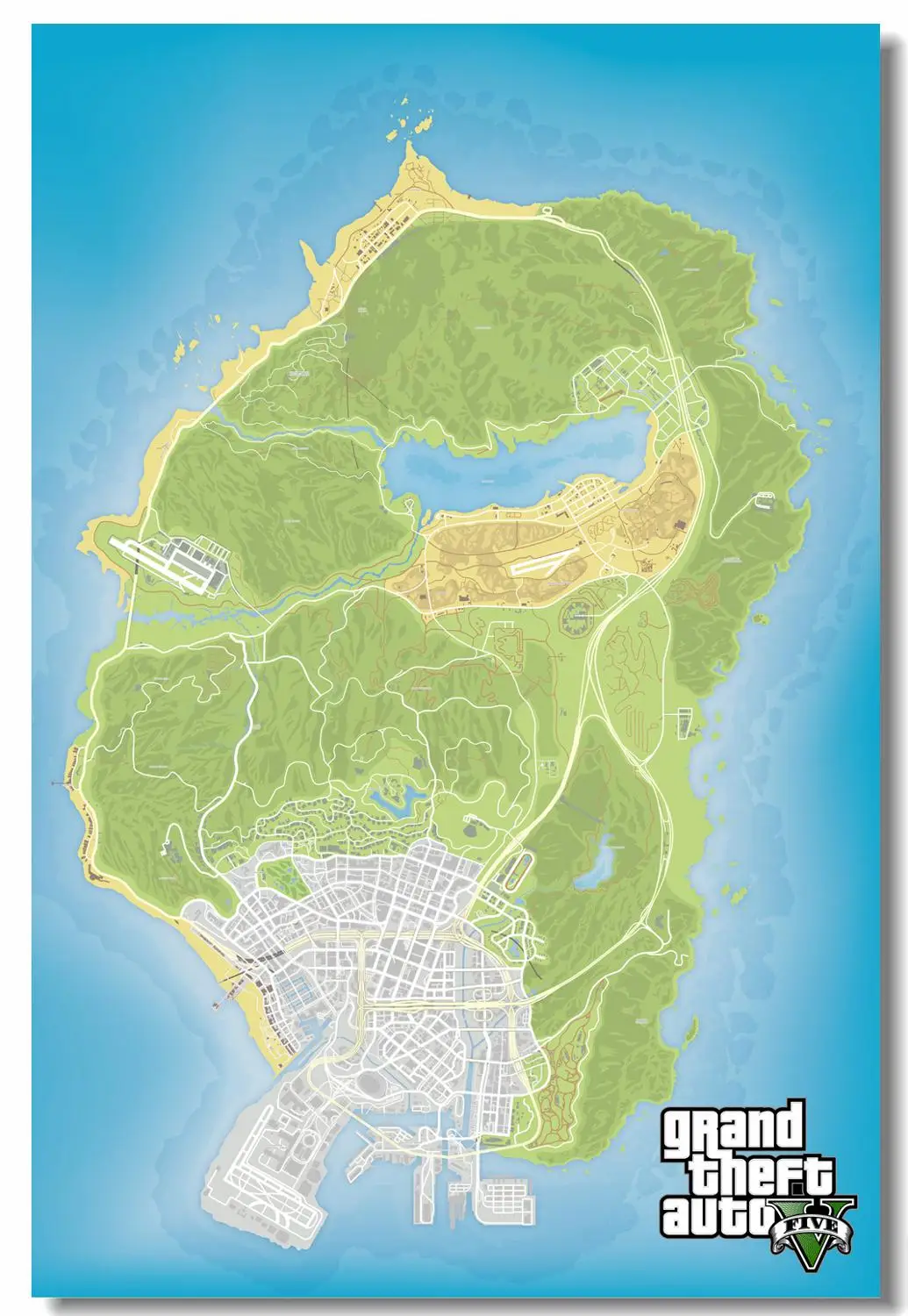 GTA San Andreas Plakat GTA San Andreas Baggrunde Tilpassede Spil Kort Wall Sticker Grand Theft Auto V Klistermærker Hjem Indretning #PN#2421#
