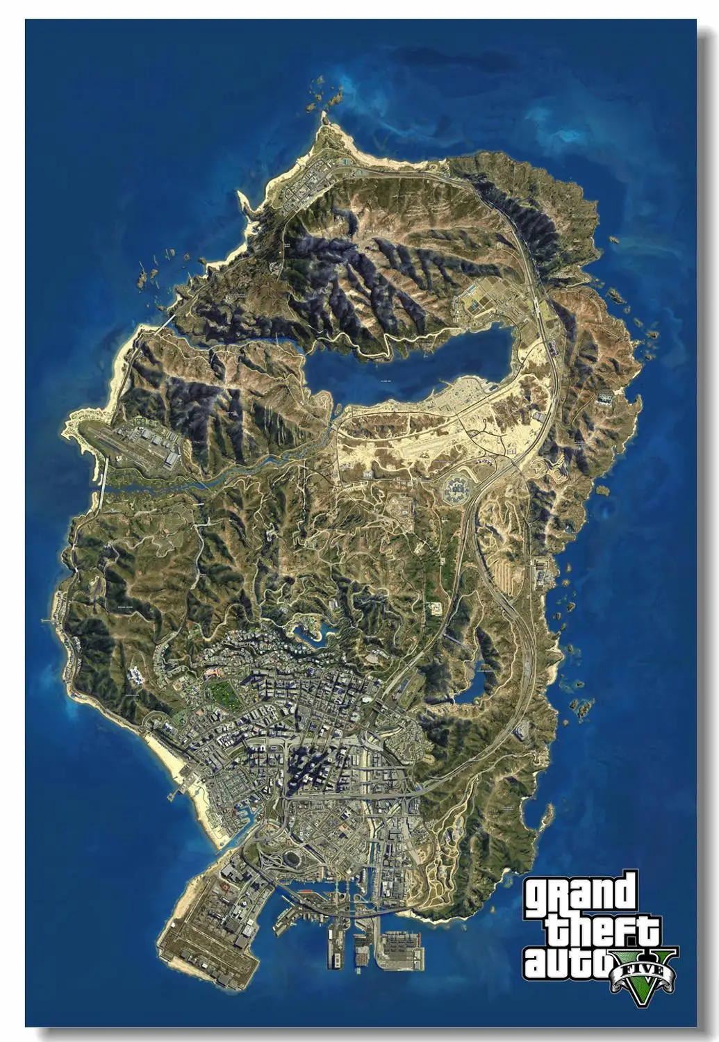GTA San Andreas Plakat GTA San Andreas Baggrunde Tilpassede Spil Kort Wall Sticker Grand Theft Auto V Klistermærker Hjem Indretning #PN#2421#