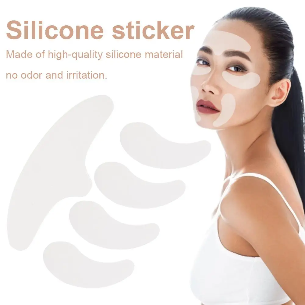 5PCS/Sæt Silikone Anti-Rynke Patches Genanvendelige Pande Mærkat Øje Mærkat Facial Rynke Remover Strimler Rynke Fjerne Værktøjer