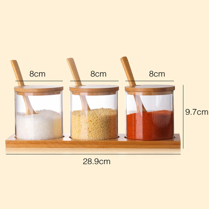 DEUAMO Sæt Glas Urt Spice Værktøjer Krydderier Flaske Glas Sukker, Salt Opbevaring Jar Krydderi Krukker med træske Køkken Tilbehør
