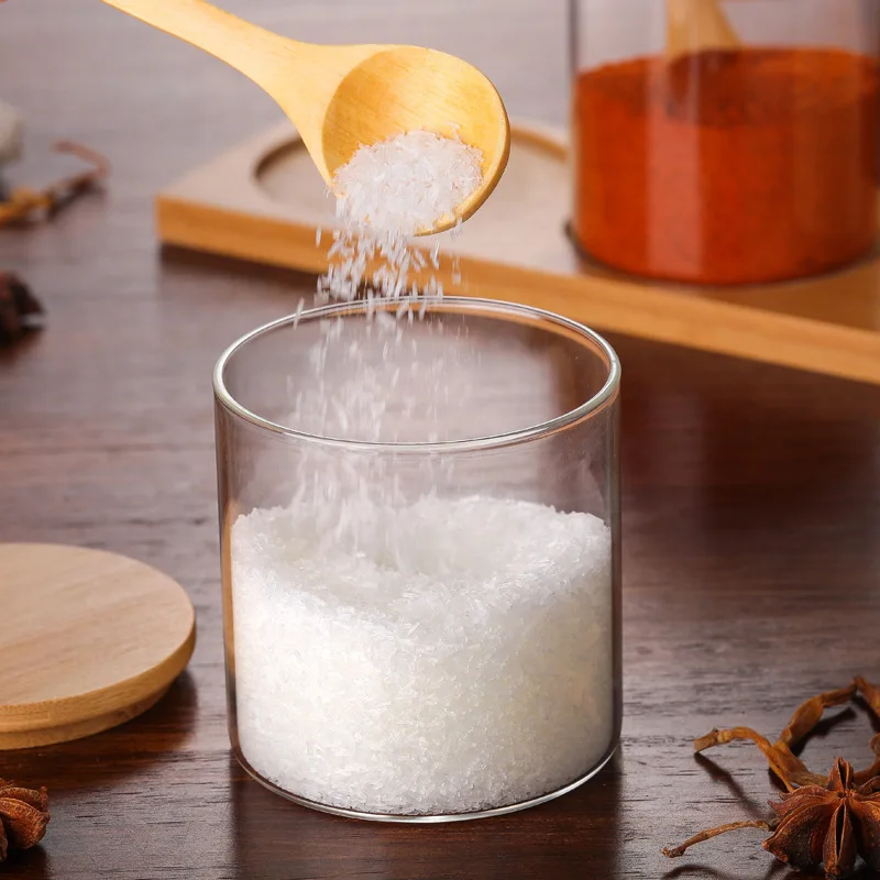 DEUAMO Sæt Glas Urt Spice Værktøjer Krydderier Flaske Glas Sukker, Salt Opbevaring Jar Krydderi Krukker med træske Køkken Tilbehør