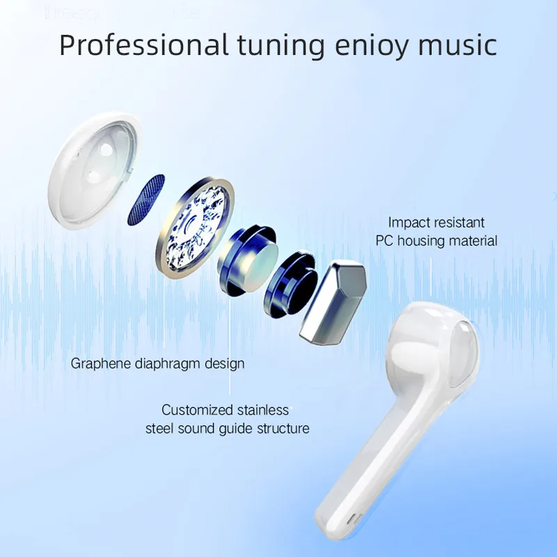 TWS Touch Kontrol Tung Bas Trådløse Hovedtelefon med Mikrofon Bluetooth-V5.0 Sport Earbuds 3D Mic Hifi Stereo Headset til Musik