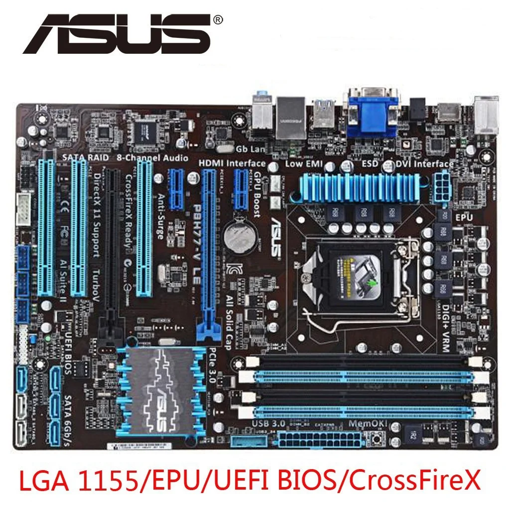 Anvendes, Asus P8H77 V LE Desktop-H77-Bundkort Socket 1155 USB3.0 32GB DDR3 ATX På Salg