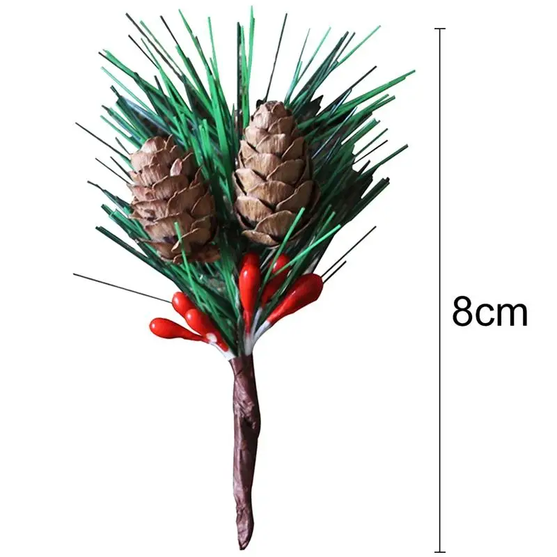 10STK Jul Grene, Mini Pine Cone Realistisk Kunstige Grene Falske Stængler juletræspynt DIY Tilbehør