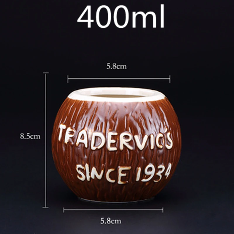 400ml Kokos Form Keramiske Tiki Krus Kreative Porcelæn Krus Øl, Vin Cup Bar Værktøj