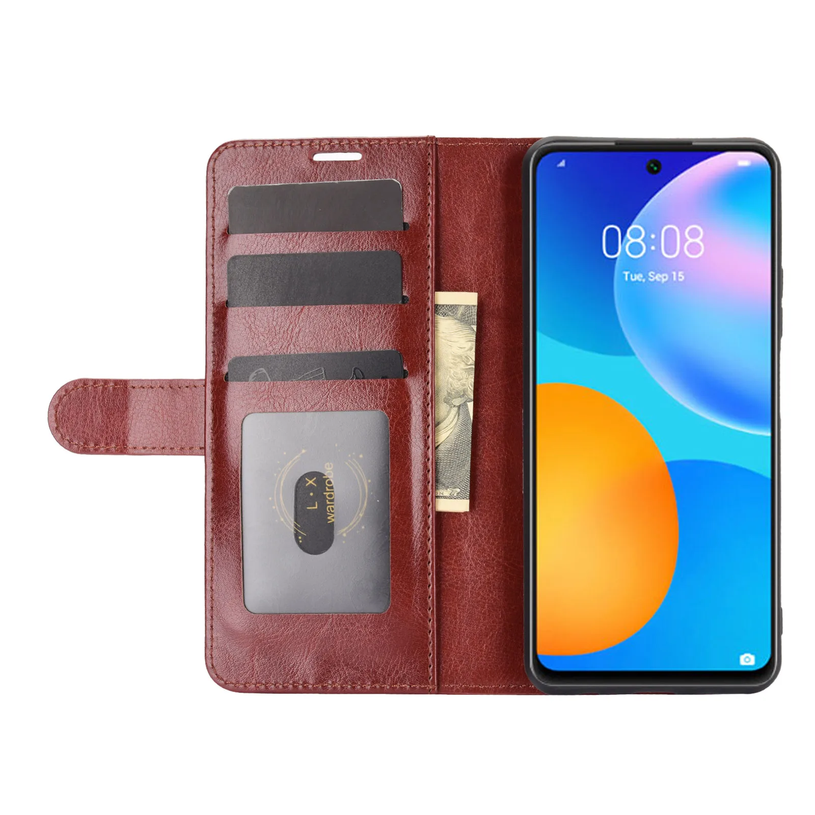 Pu læder taske til Huawei S Smart 2021-kortholderen sagen for Huawei Psmart 2021 tilfælde beskyttende dække retro telefon sag