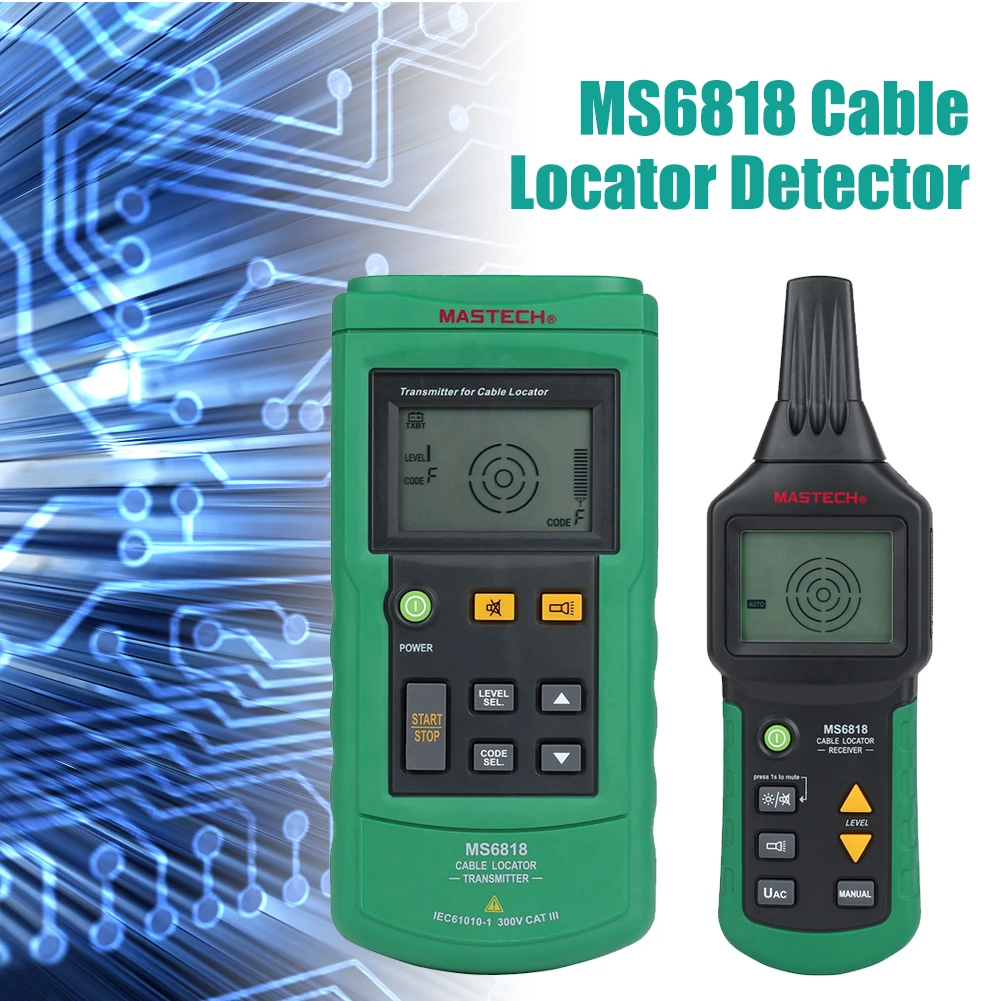 MS6818 Underjordisk Ledning Transportabel Elektrisk Vedligeholdelse Kabel-Locator Detektor metalrør Finder 12V-400V AC DC Tester Netværk