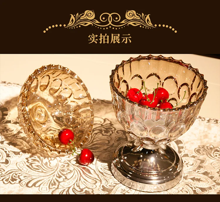 Europa-Candy jar amber relief med låg glas sukker jar amber tørret fructose max stue møbler bryllup dekoration