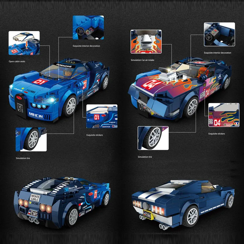 Nye sportsvogn diy-F1 racing bil byggesten racerbil for biler, mursten legetøj til drengen børn