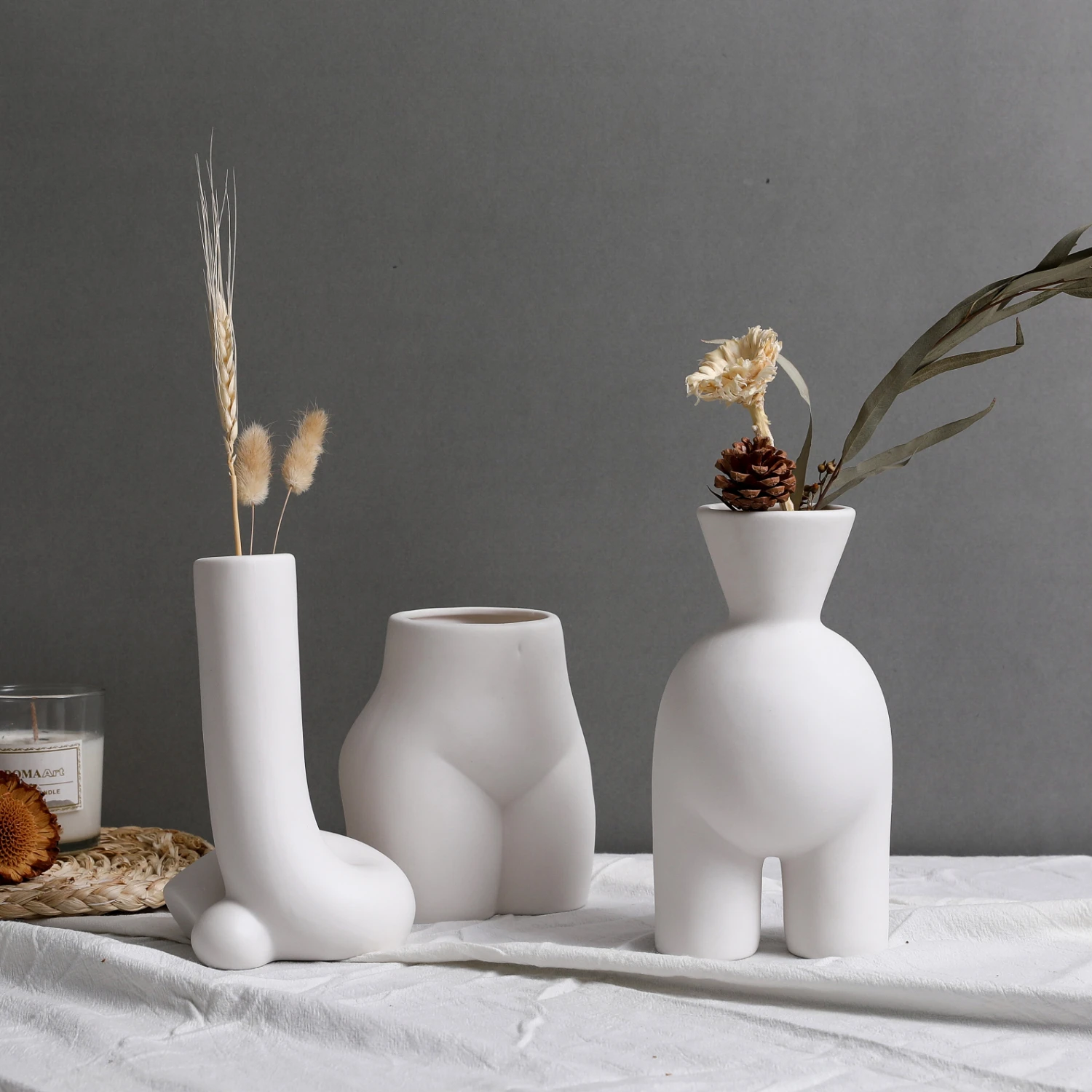 Hot Salg Europa Moderne Abstrakte Body Art Vase Flower Pot Keramiske Smykker Foto Rekvisitter Bryllup Stue Boligindretning Gave