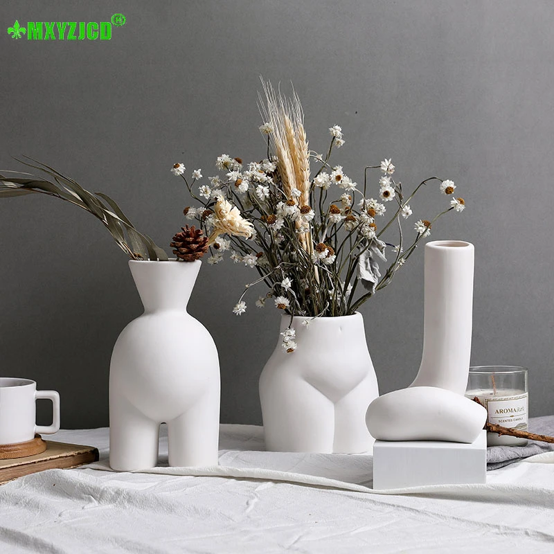 Hot Salg Europa Moderne Abstrakte Body Art Vase Flower Pot Keramiske Smykker Foto Rekvisitter Bryllup Stue Boligindretning Gave