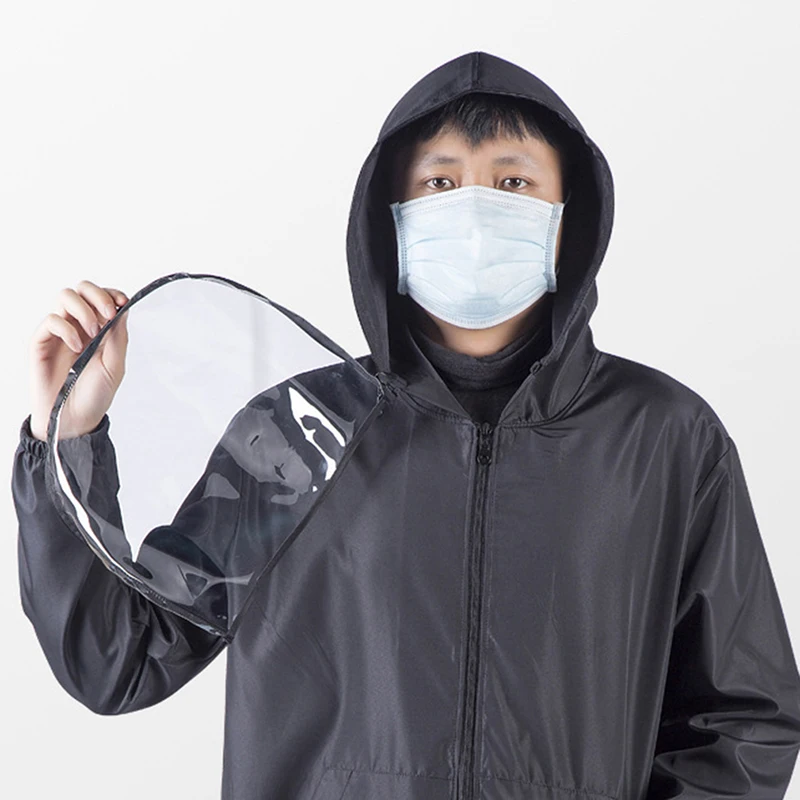 Anti-Influenza Vaskbar Beskyttelsesdragt Isoleret Tøj, Jakke, Hat Med Maske Vandtæt Aftagelig Maske Tøj Beskyttende Tøj