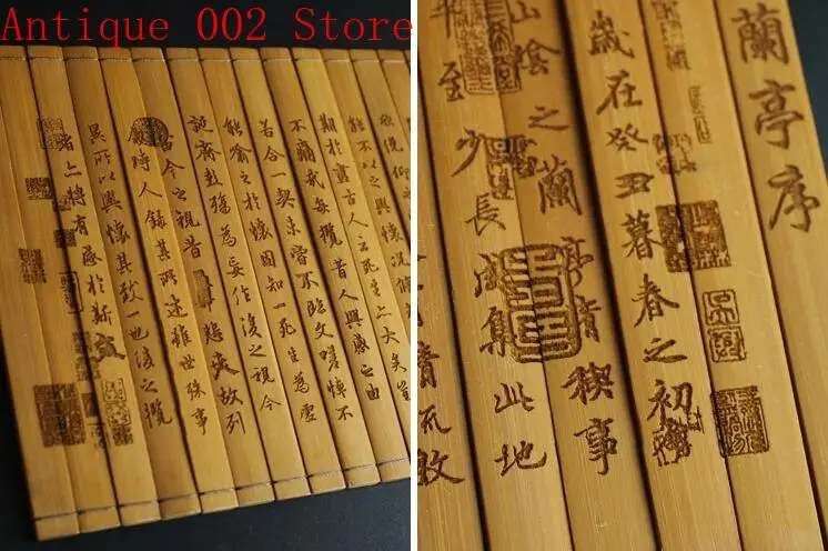 Kinesiske sjældne gamle bambus bog indrettede bambus glider håndskårne indretning boligtilbehør miniature jul