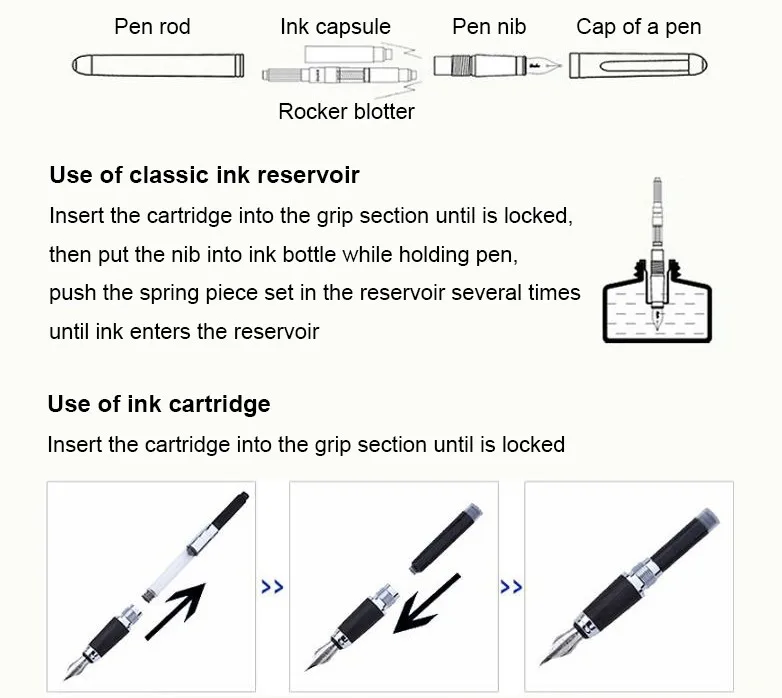 Nye Vintage Fountain Pen Blæk Full metal Clip Gave skoleartikler 0,5 mm/0,8 mm kontorartikler Tilbehør af høj Kvalitet