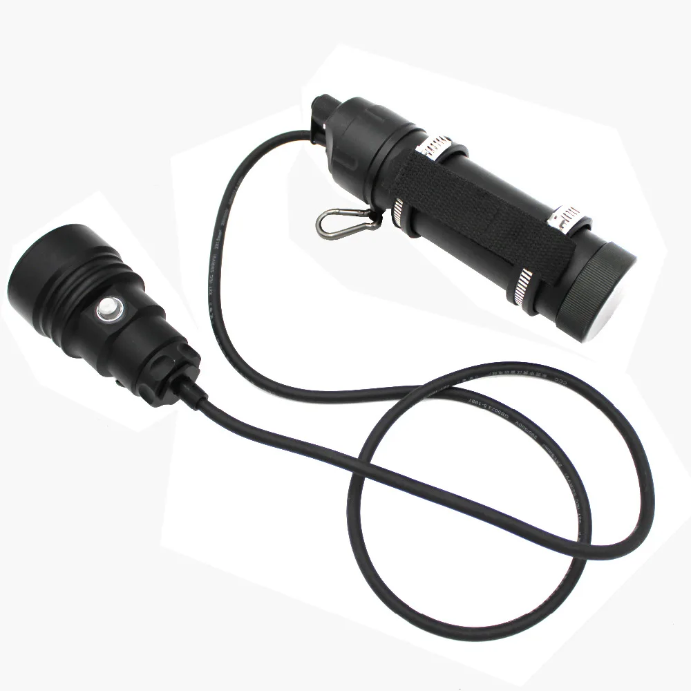Undersøiske XHP70 LED Dykning lommelygte Vandtæt Split håndled Led lys dykke Fakkel Lampe Lys, BRUGER 4 x 18650 Batteri