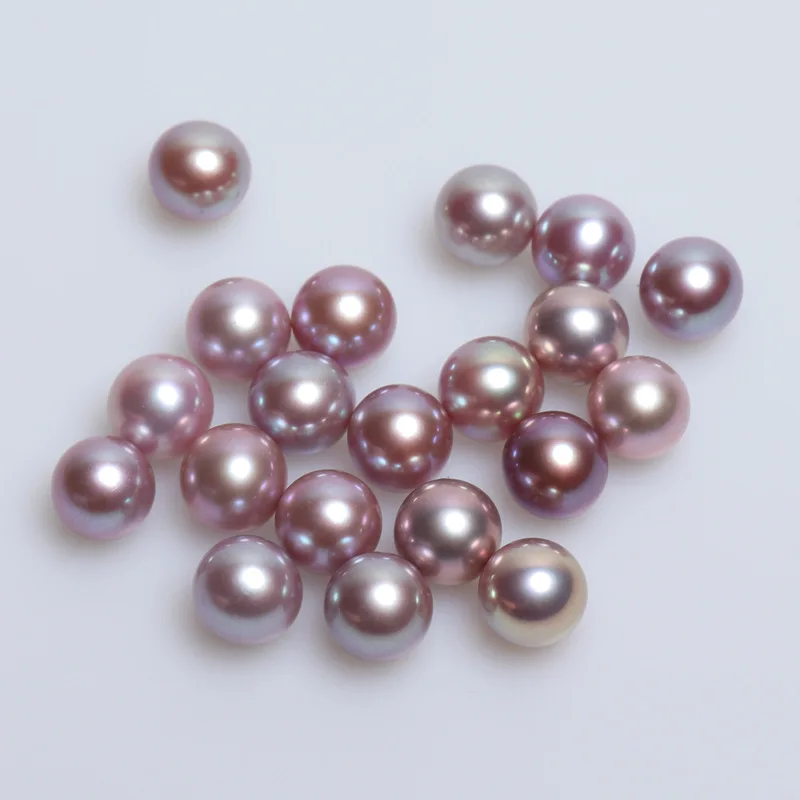 1stk/6-9mm,AAAA Karakter Ægte ferskvands perler runde løse perler til gør det selv Smykker,Halv Boret natur pink hvid lilla perler