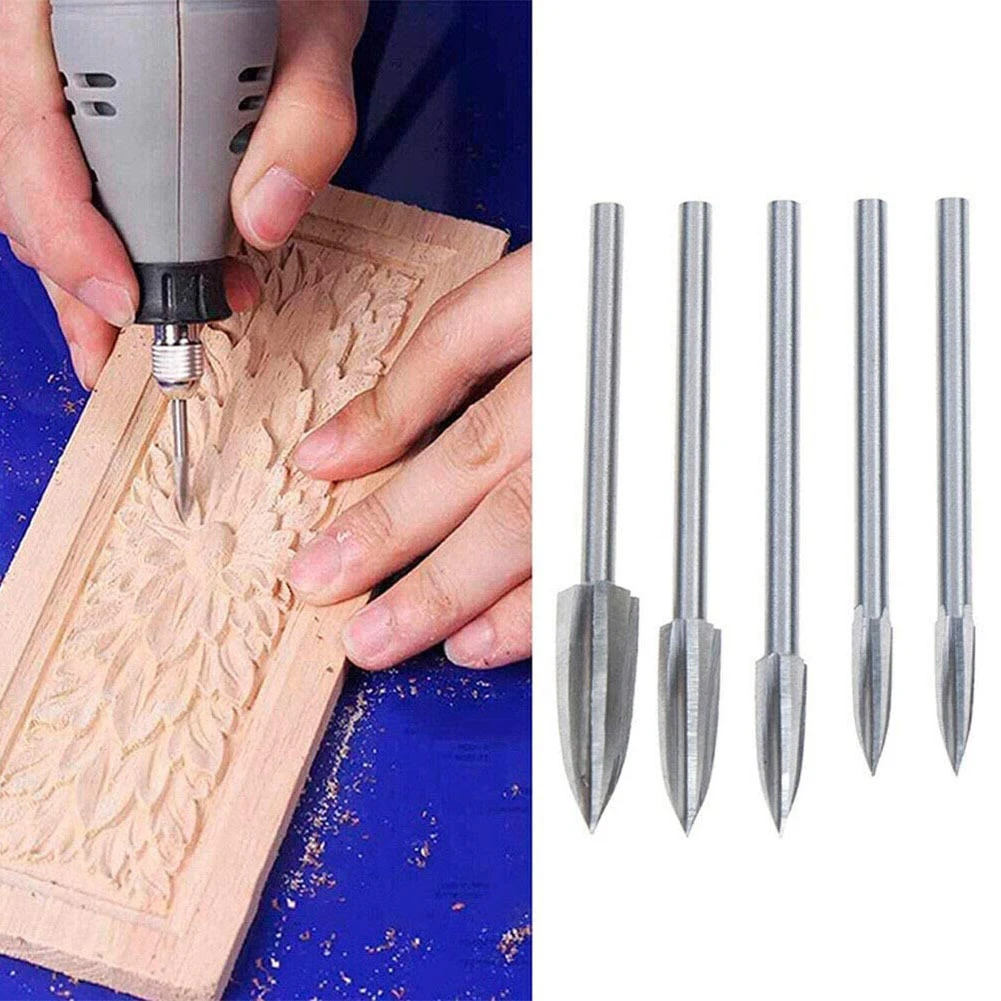 Professionel 5PCS 3 mm Skaft Skarpe Træ Udskærings Pen Sculpting Boret Fræse Roden 3 Knive Elektrisk Mejsel Værktøjer