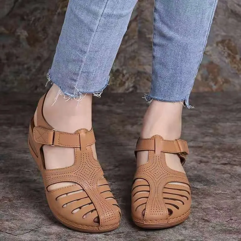 Kvinde Sommeren Vintage Læder Sandaler Med Spænde Casual-Sy Kvinder Sko Kvindelige Damer Platform Retro Sandalias Plus 35-43