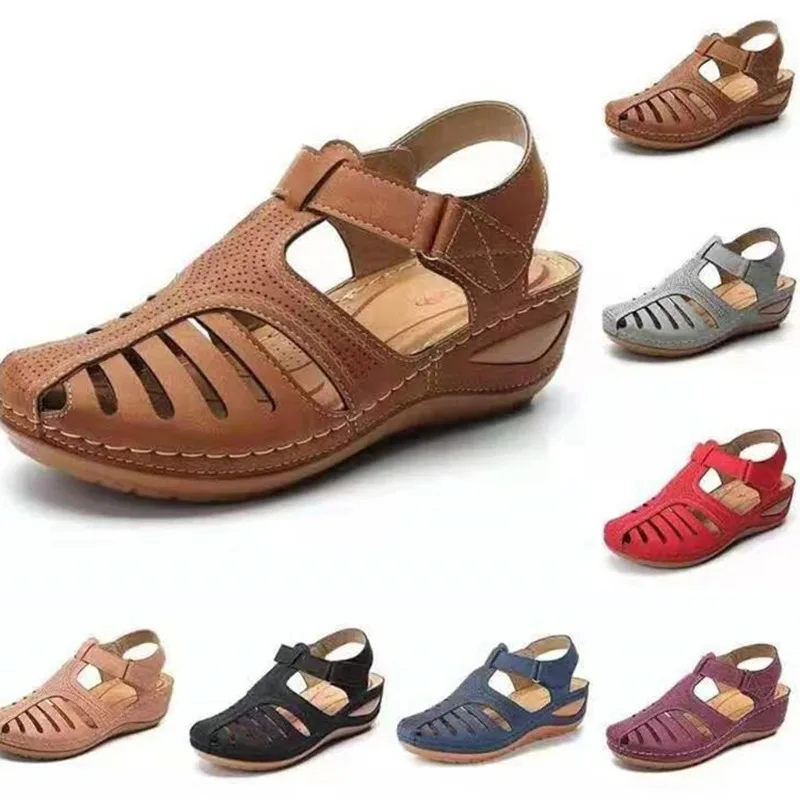 Kvinde Sommeren Vintage Læder Sandaler Med Spænde Casual-Sy Kvinder Sko Kvindelige Damer Platform Retro Sandalias Plus 35-43
