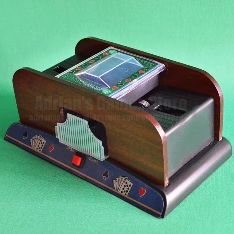 2 Dæk Bred Poker Kort Shuffler Automatisk Træ-Pocker Kortblanding I Sekunder Plastic Spillekort Vaskemaskine