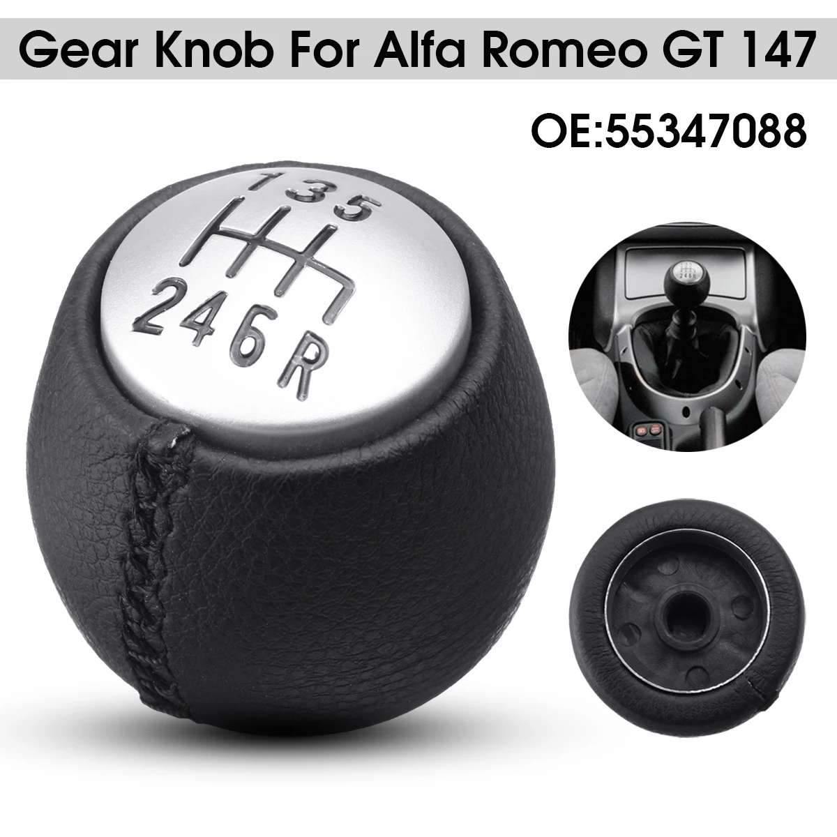 6-trins Bil med Manuel Gear Shift Knappen PU Læder Håndtag Shifter Håndbold For Alfa Romeo GT 147 166