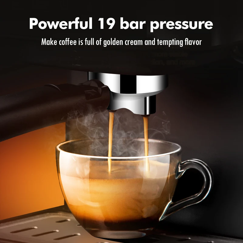 JASSY 19 Bar italiensk Type Espresso Maskine Maker med Mælkeskummer Wand til Espresso, Cappuccino, Latte og Mocha