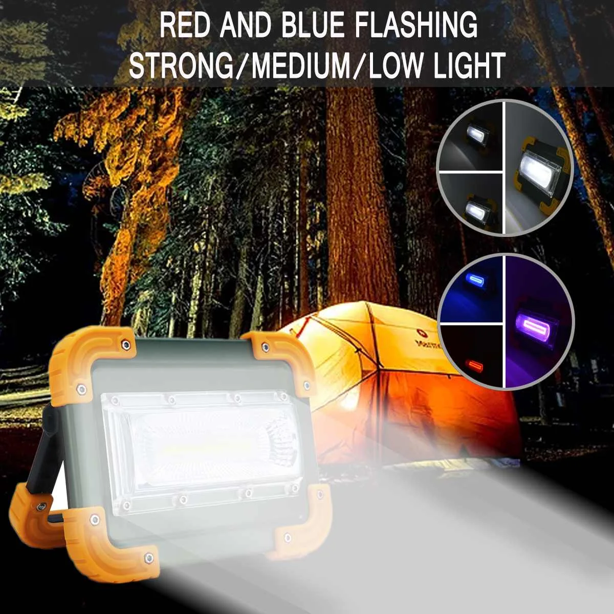 LED Projektør 30W 4-Tilstand bærbare Oversvømmelse lys Spotlight 2000lm Vandtæt, genopladelige Udendørs lys Med 4 18650 batteri