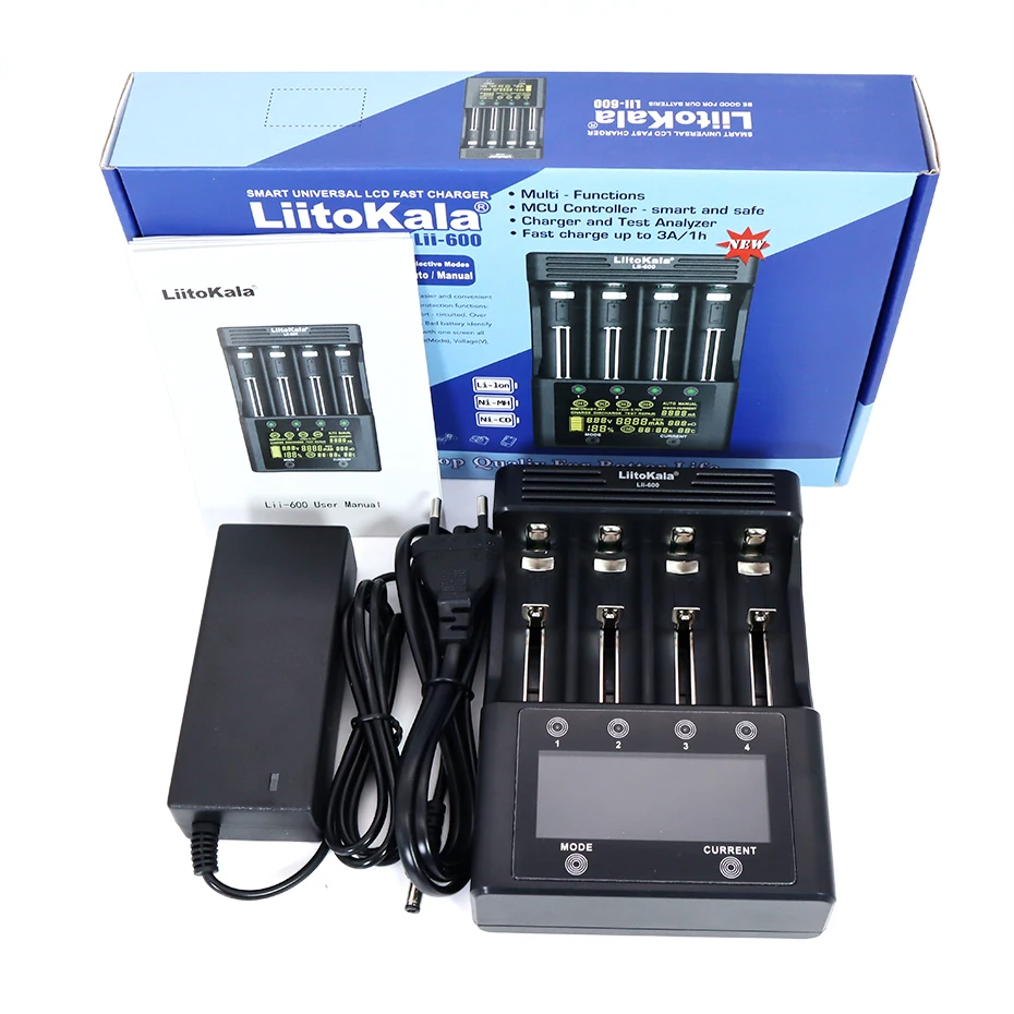 LiitoKala Lii-600 LCD Batteri Oplader For Li-ion 3,7 V, og 1,2 V NiMH-batteri, der er Egnet til 18650 26650 21700 26700 18350 AA AAA