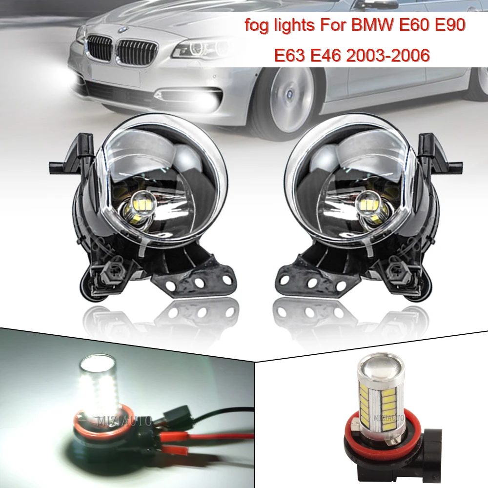 Bil lys Forreste tågelygter Tågelys For BMW E60 E90 E63 E46 3 5 6 serie 2003-2009 Halogen LED Pærer, Ledninger Boliger Klar Linse