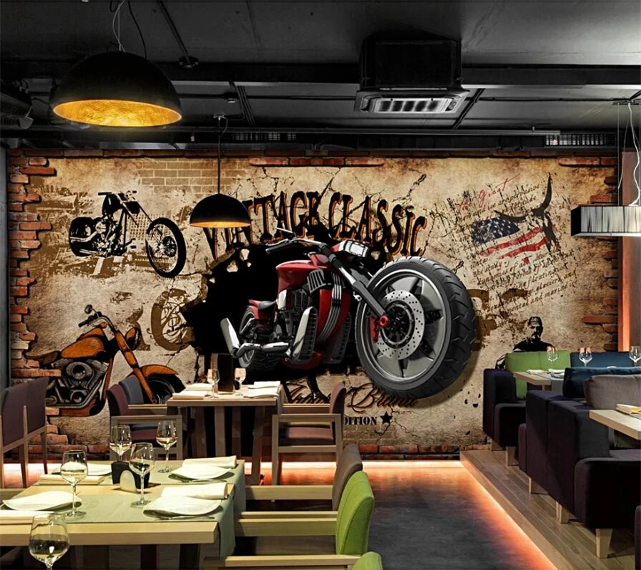 Tilpasset 3d tapet retro pirat skib bar cafe baggrund væggen motorcykel nostalgisk mur, udsmykning, maleri фотообои