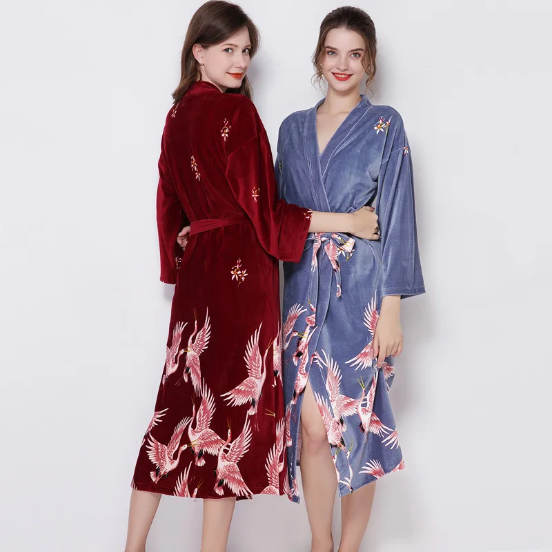 Brand Designer Nye Velour Bruden Brudepige Bryllup Dressing Robe Dame Kimono Badekar Kjole I Stor Størrelse Casual Nattøj Natkjole