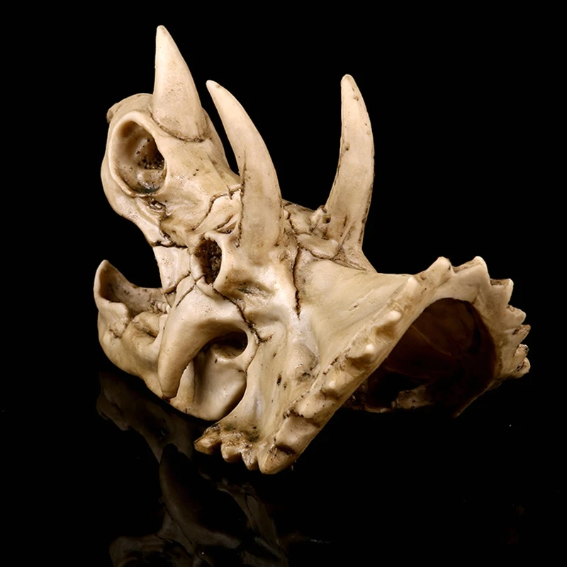 Dinosaur Kraniet Harpiks Skulptur Model Triceratops Skelettet I Statuen Hjem Bar Undervisning Dyr Kunsthåndværk, Kunst, Udsmykning Børn Gave