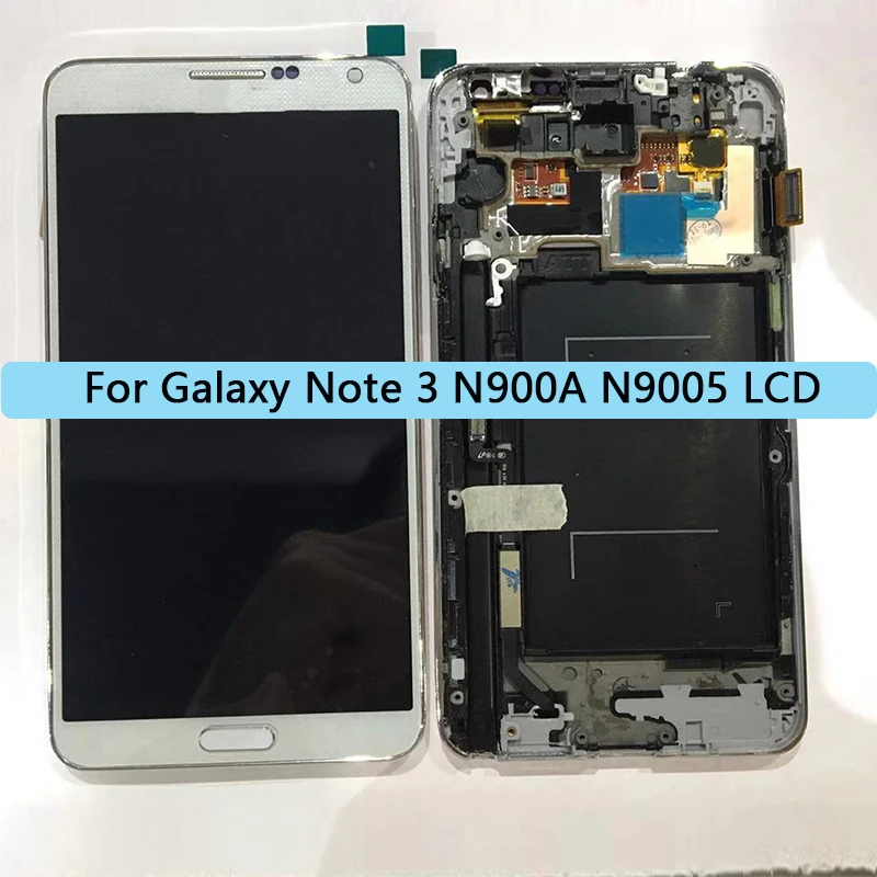 N900A For Samsung Note 3 N9005 LCD-Touch Screen Digitizer Assembly For Galaxy Note 3 N900A N9005 LCD-skærm Med Ramme knappen