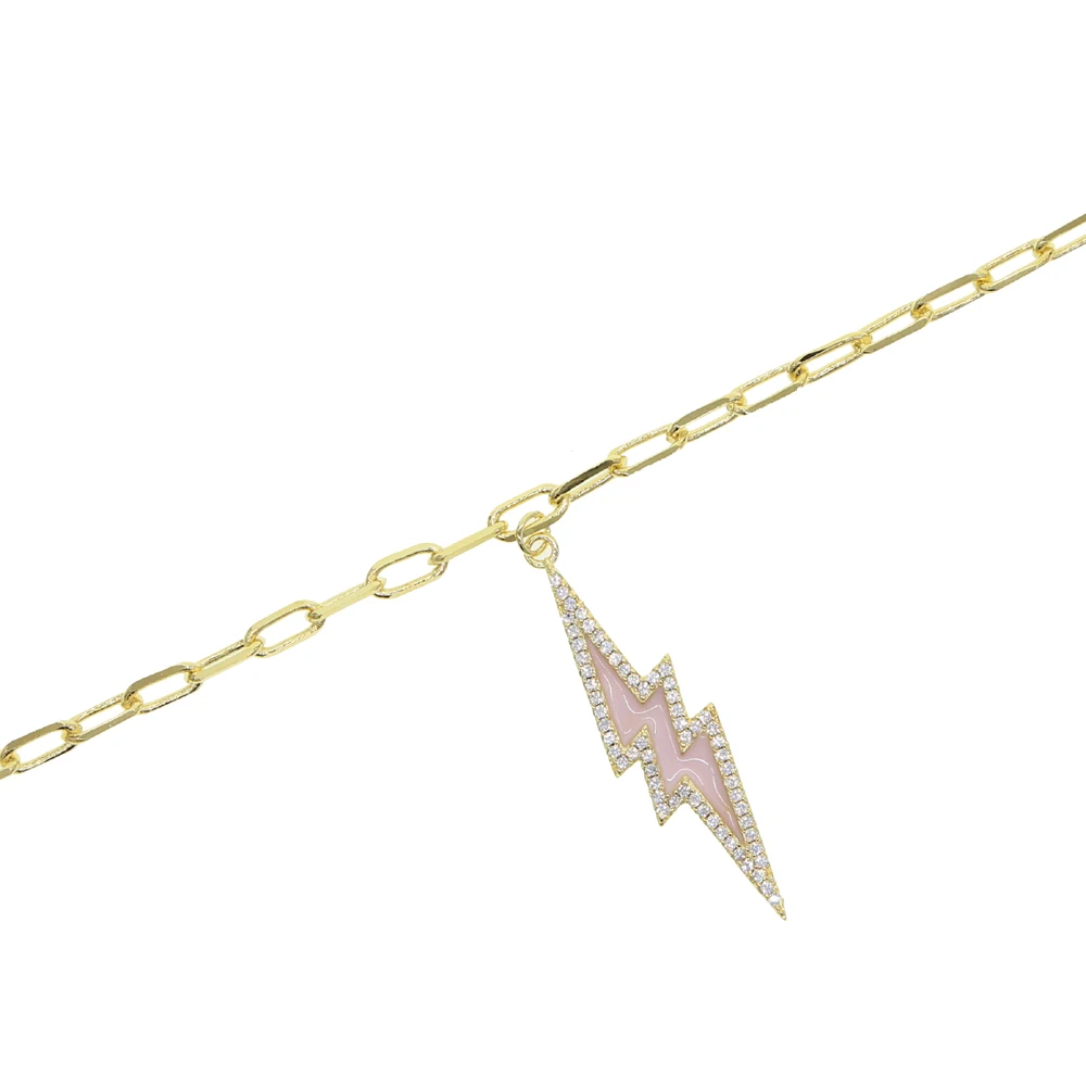 Pink belysning halskæde trendy kvinder lang åben kæde Rock-mode halskæde smykker