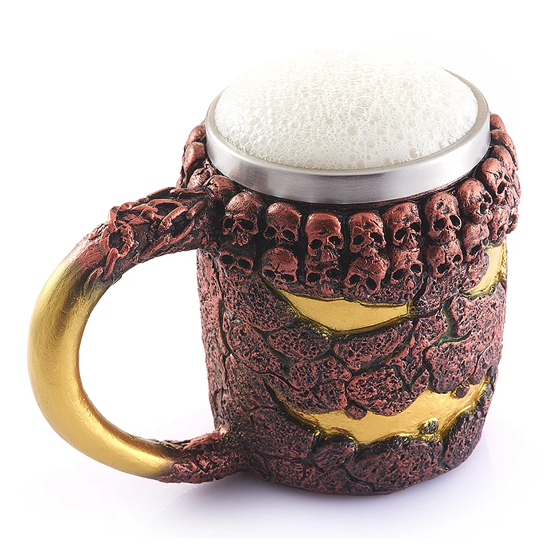 3D Drikke Harpiks Kraniet Krus dobbeltvægget Rustfrit Stål Gotiske Hjelm kaffebæger Kraniets Knogle Ridder Tankard Dragon Wolf King Cup